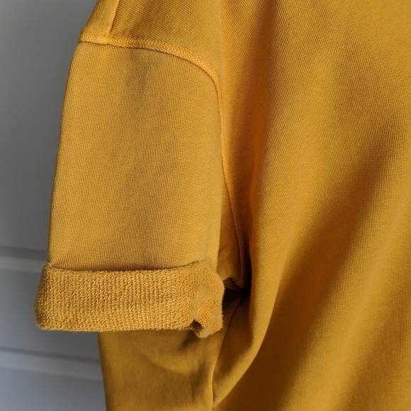 Frame Sweatshirt Short Sleeve Roll Cuffs Crew Pullover Faded Marigold L NWT - Picture 7 of 14